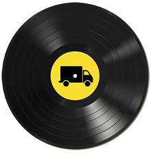 vinyl with delivery van icon over the label