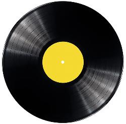 Vinyl record with yellow label