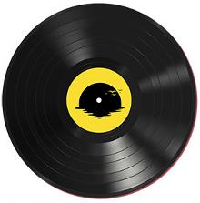 vinyl with sunset logo icon over the label